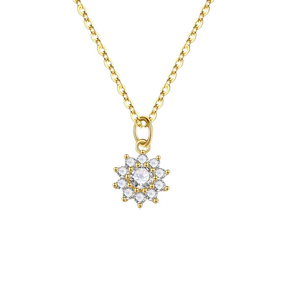 Wholesale S925 Silver Flower Pendant Necklace With Zircon For Women