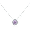 Wholesale S925 Silver Flower Shaped Imitation Diamond Necklace With Electroplating For Women Lavender Purple Rose Cut Light Luxury Style