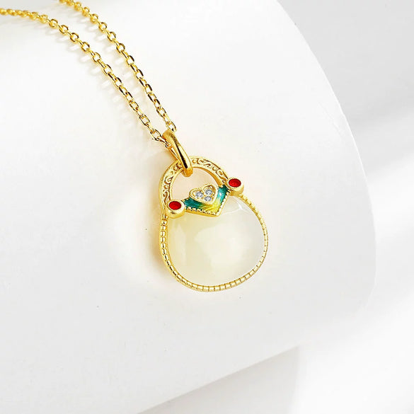 Wholesale S925 Silver Fourleaf Clover Chalcedony Pendant Necklace For Women With Geometric Design And Electroplating Treatment