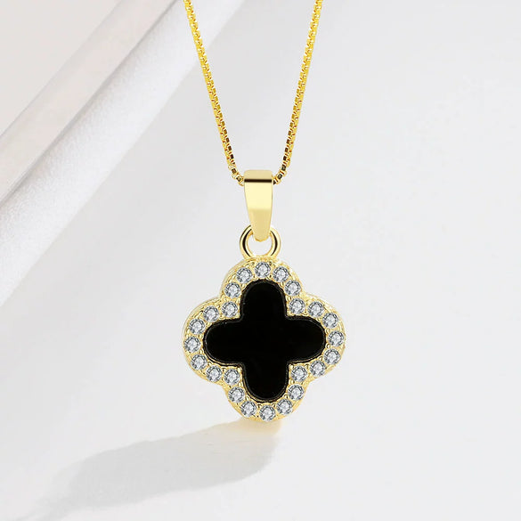 Wholesale S925 Silver Fourleaf Clover Necklace For Women With Electroplating Treatment