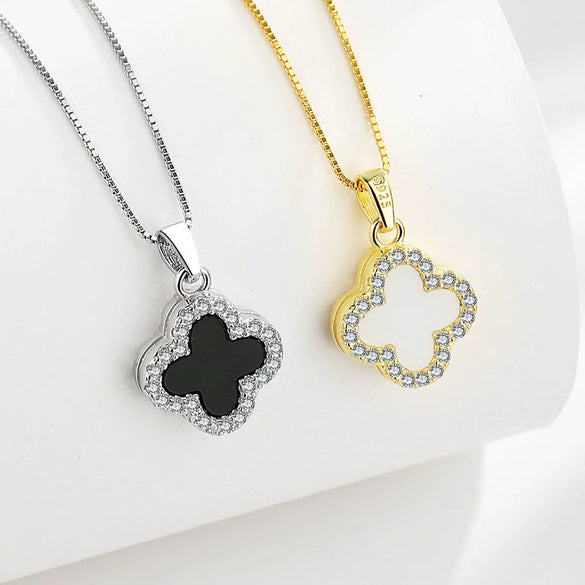 Wholesale S925 Silver Fourleaf Clover Necklace For Women With Electroplating Treatment