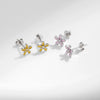 Wholesale S925 Silver Gentle Lady Style Simple Single Diamond Flower Earrings For Women With Electroplating
