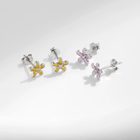 Wholesale S925 Silver Gentle Lady Style Simple Single Diamond Flower Earrings For Women With Electroplating