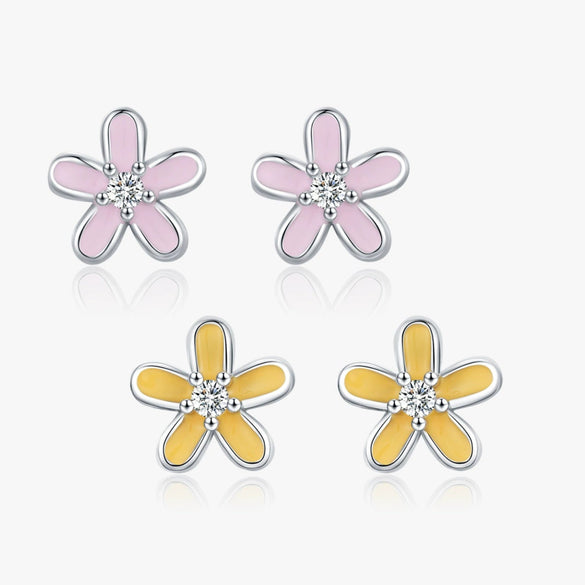 Wholesale S925 Silver Gentle Lady Style Simple Single Diamond Flower Earrings For Women With Electroplating