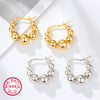 Wholesale S925 Silver Geometric Ball Beaded Earrings For Women With Electroplating Treatment