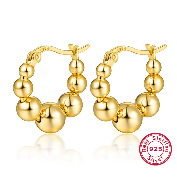Wholesale S925 Silver Geometric Ball Beaded Earrings For Women With Electroplating Treatment