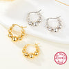 Wholesale S925 Silver Geometric Ball Beaded Earrings For Women With Electroplating Treatment