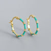 Wholesale S925 Silver Geometric Bamboo Diamond Enamel Dripping Oil Ear Buckle Earrings