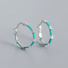 Wholesale S925 Silver Geometric Bamboo Diamond Enamel Dripping Oil Ear Buckle Earrings