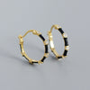 Wholesale S925 Silver Geometric Bamboo Diamond Enamel Dripping Oil Ear Buckle Earrings