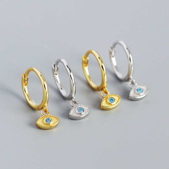 Wholesale S925 Silver Geometric Devil's Eye Earrings With Electroplating
