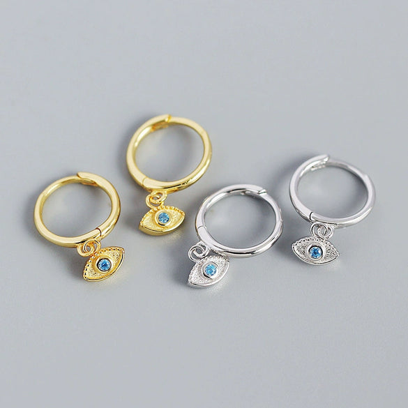 Wholesale S925 Silver Geometric Devil's Eye Earrings With Electroplating