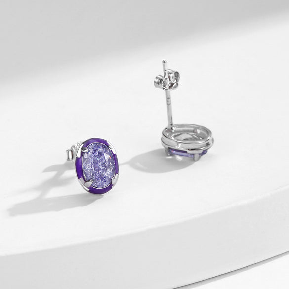 Wholesale S925 Silver Geometric Eggshaped Diamond Earrings For Women