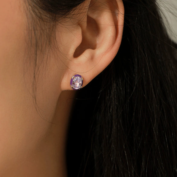 Wholesale S925 Silver Geometric Eggshaped Diamond Earrings For Women
