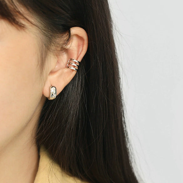 Wholesale S925 Silver Geometric Electroplated Round Earrings Unisex Fashion