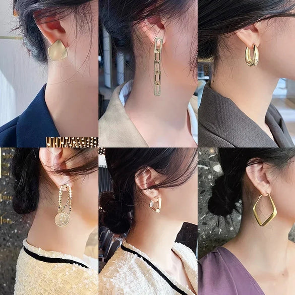 Wholesale S925 Silver Geometric Electroplated Stud Earrings For Women