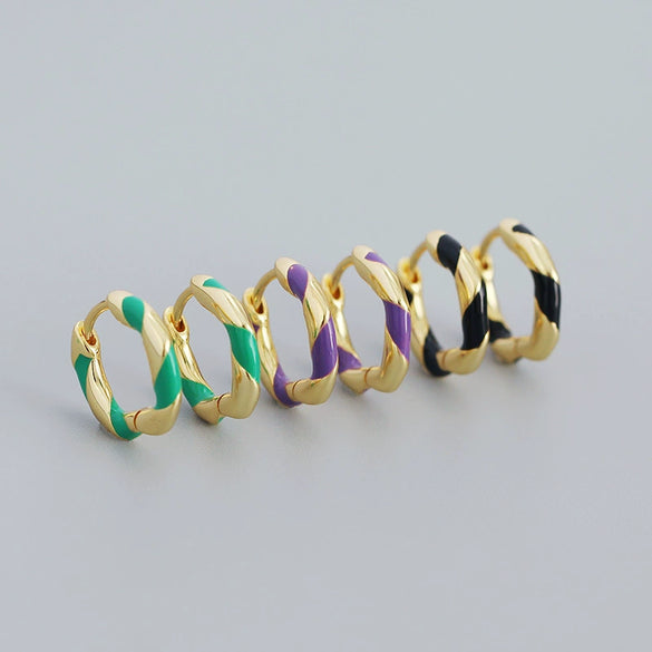Wholesale S925 Silver Geometric Exotic Style Electroplated Oil Drop Ear Buckle Earrings For Women