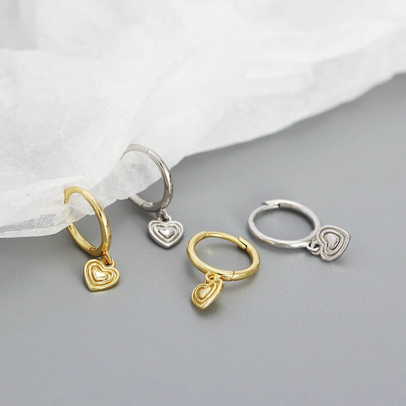 Wholesale S925 Silver Geometric Heartshaped Electroplated Women's Earrings
