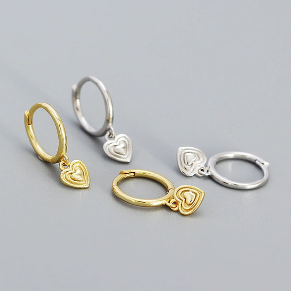 Wholesale S925 Silver Geometric Heartshaped Electroplated Women's Earrings