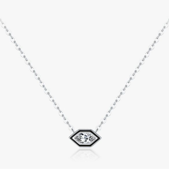 Wholesale S925 Silver Geometric Hexagon Women's Simple Clavicle Necklace With Electroplating