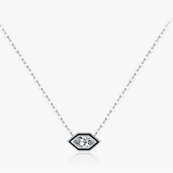 Wholesale S925 Silver Geometric Hexagon Women's Simple Clavicle Necklace With Electroplating