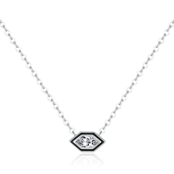 Wholesale S925 Silver Geometric Hexagon Women's Simple Clavicle Necklace With Electroplating