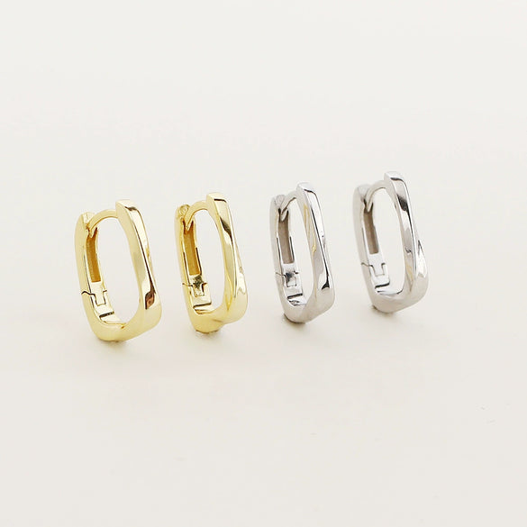 Wholesale S925 Silver Geometric Hoop Earrings For Women Electroplated Minimalist Square Design