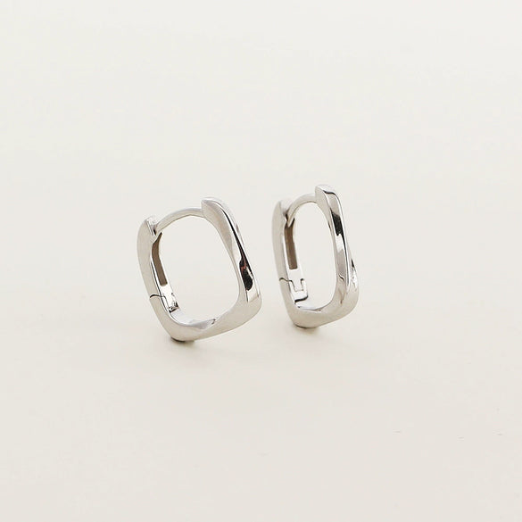 Wholesale S925 Silver Geometric Hoop Earrings For Women Electroplated Minimalist Square Design