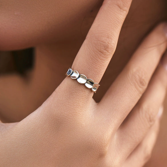 Wholesale S925 Silver Geometric Irregular Fish Scale Round Open Ring For Women With Electroplating