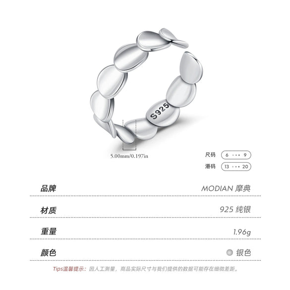 Wholesale S925 Silver Geometric Irregular Fish Scale Round Open Ring For Women With Electroplating