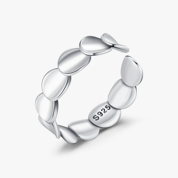 Wholesale S925 Silver Geometric Irregular Fish Scale Round Open Ring For Women With Electroplating