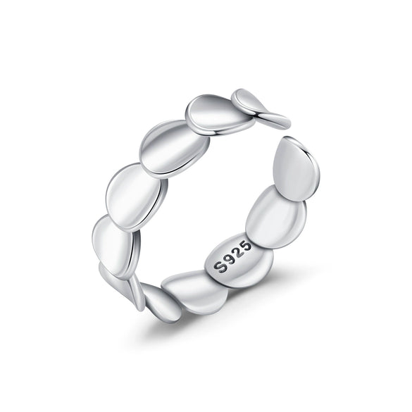 Wholesale S925 Silver Geometric Irregular Fish Scale Round Open Ring For Women With Electroplating