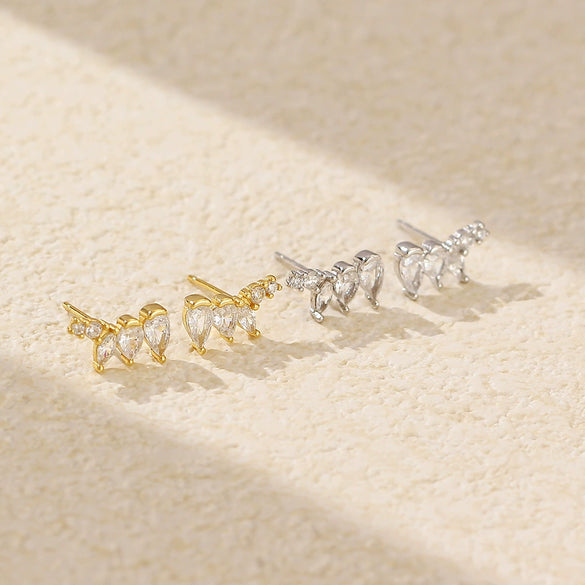 Wholesale S925 Silver Geometric Irregular Zircon Diamond Electroplated Earrings For Women