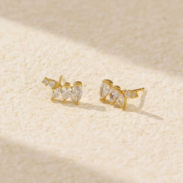 Wholesale S925 Silver Geometric Irregular Zircon Diamond Electroplated Earrings For Women