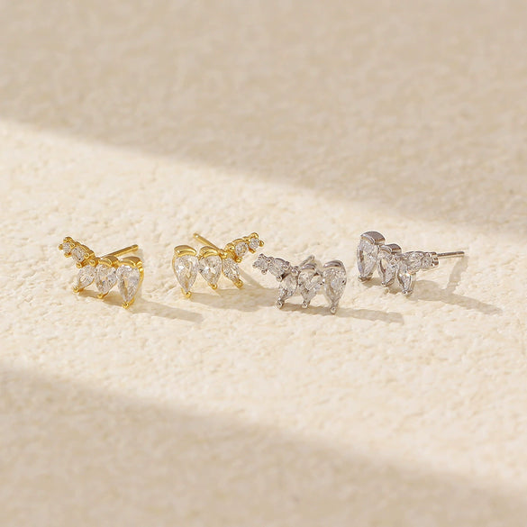 Wholesale S925 Silver Geometric Irregular Zircon Diamond Electroplated Earrings For Women