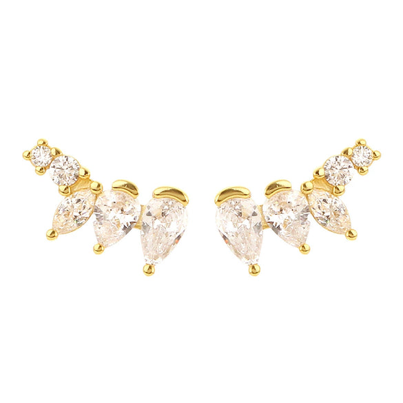 Wholesale S925 Silver Geometric Irregular Zircon Diamond Electroplated Earrings For Women
