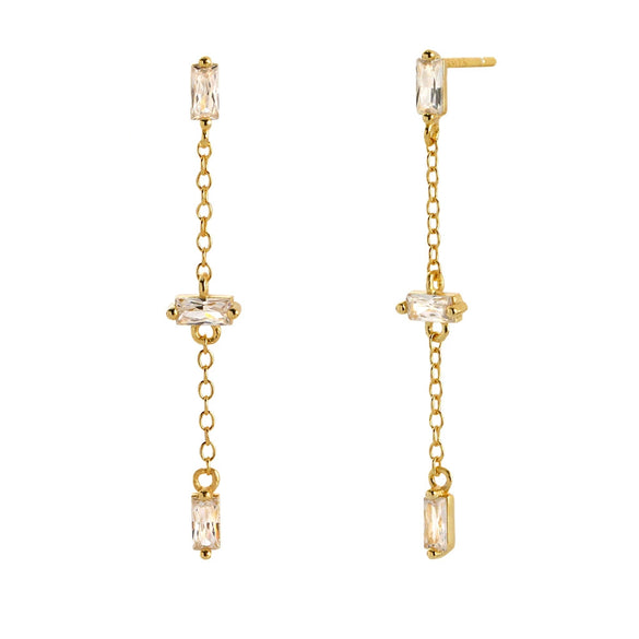Wholesale S925 Silver Geometric Long Tassel Zircon Earrings For Women Highend Style