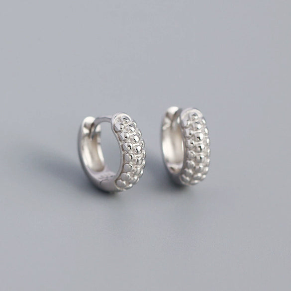 Wholesale S925 Silver Geometric Metal Wind Round Bead Ear Buckle Earrings For Women With Electroplating