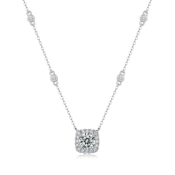 Wholesale S925 Silver Geometric Moissanite Inlay Dream Pendant Fashion Clavicle Necklace