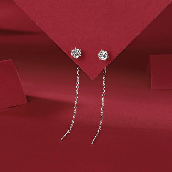 Wholesale S925 Silver Geometric Moissanite Tassel Earrings For Women