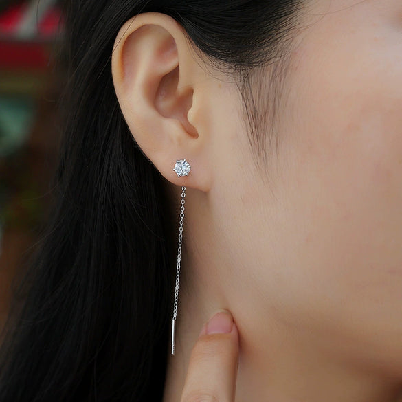 Wholesale S925 Silver Geometric Moissanite Tassel Earrings For Women