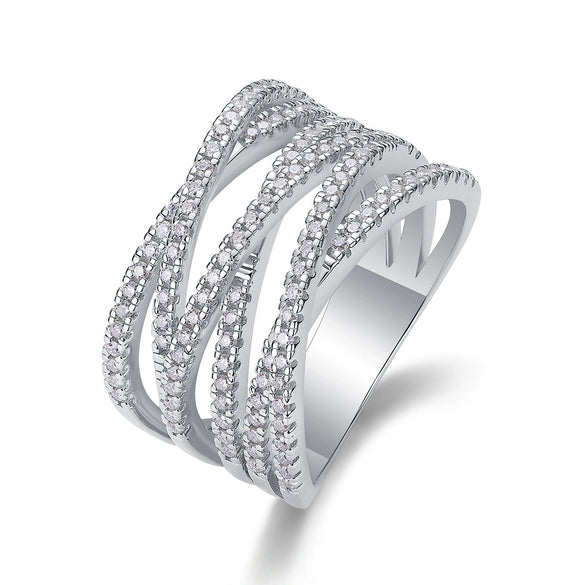 Wholesale S925 Silver Geometric Ring Set With Diamonds
