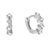 Wholesale S925 Silver Geometric Round Earring With Row Drill And Ear Buckle Set With Diamonds