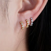 Wholesale S925 Silver Geometric Round Earring With Row Drill And Ear Buckle Set With Diamonds