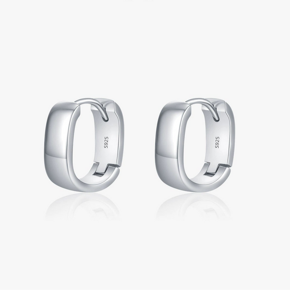 Wholesale S925 Silver Geometric Square Round Mirror Electroplated Minimalist Women's Earrings