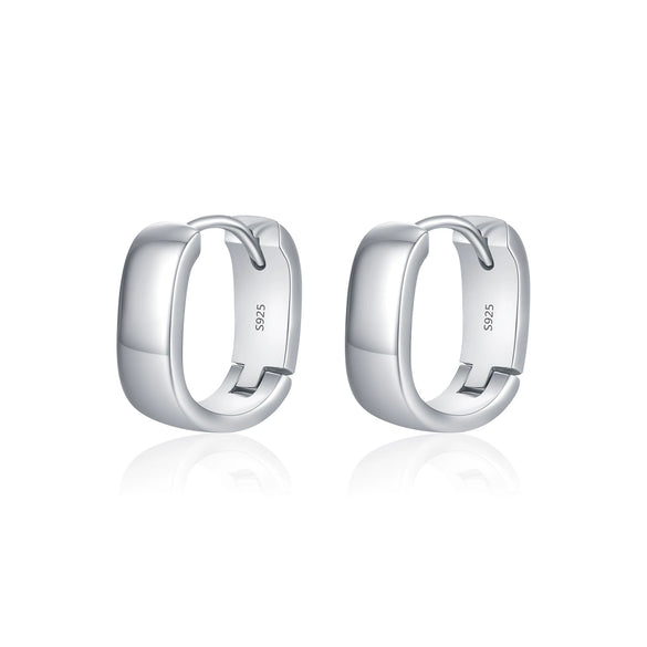 Wholesale S925 Silver Geometric Square Round Mirror Electroplated Minimalist Women's Earrings