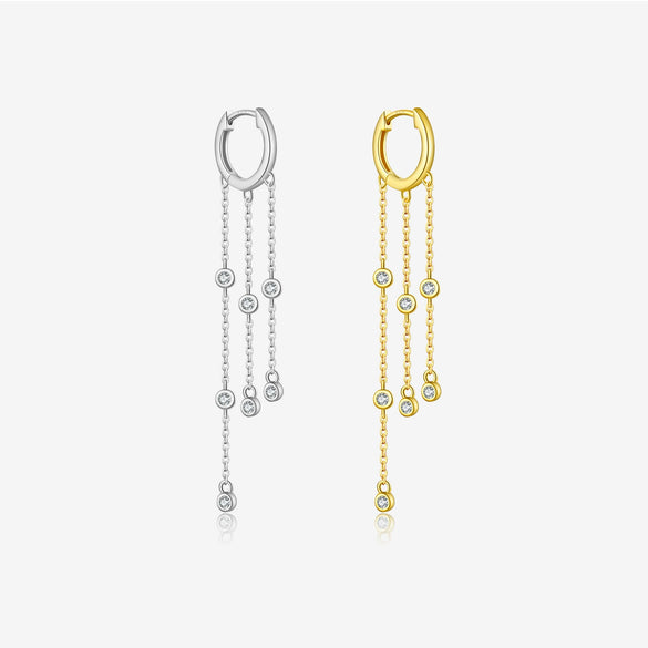 Wholesale S925 Silver Geometric Tassel Earrings For Women With Electroplating Treatment