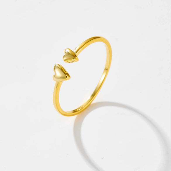 Wholesale S925 Silver Glossy Heartshaped Open Ring With Platinum Or 18K Gold Electroplating In Classic Cold Style For Women And Unisex