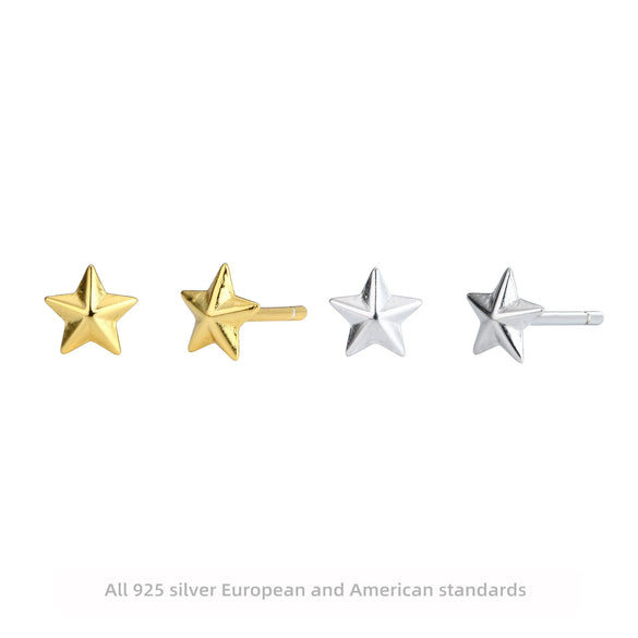 Wholesale S925 Silver Goldplated Fivepointed Starshaped Earring