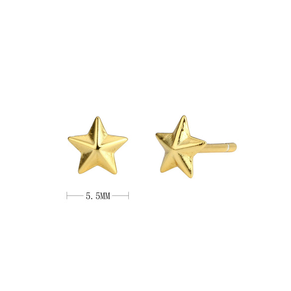 Wholesale S925 Silver Goldplated Fivepointed Starshaped Earring